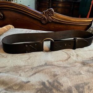 Ralph Lauren Leather Belt Dark Brown Size XL Button instead of Tongue Closure